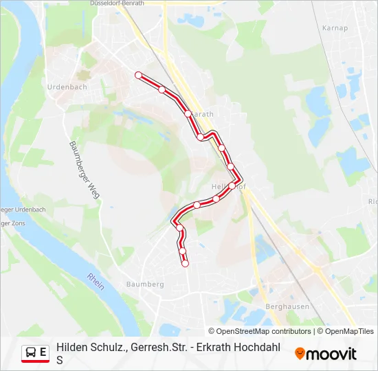 Автобус E: карта маршрута