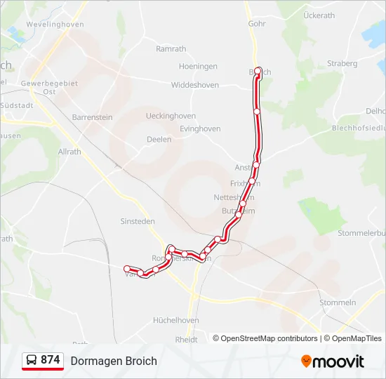 874 Bus Line Map