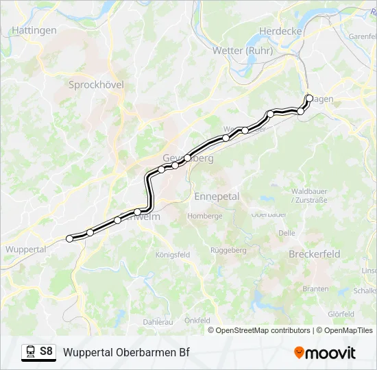 Bahnlinie S8 Karte