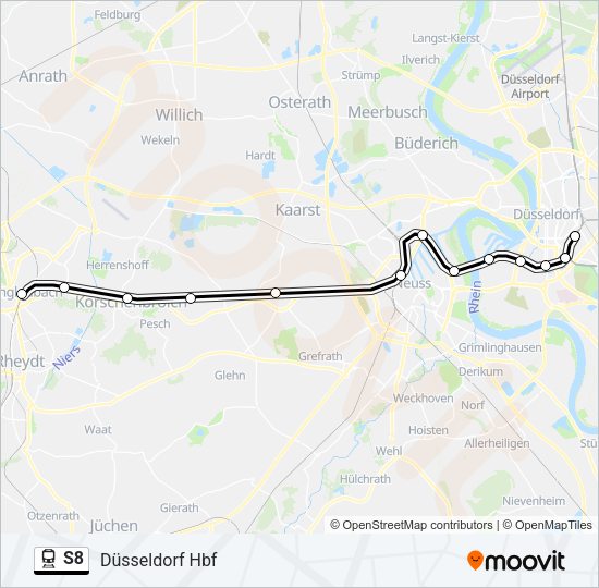 Поезд S8: карта маршрута