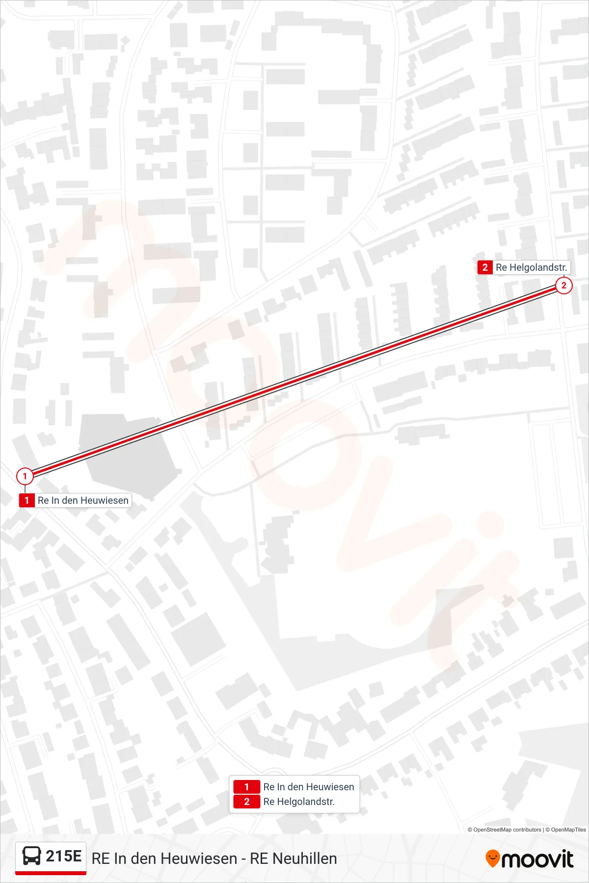 Linie 215E (Bus) Richtung Re Helgolandstr.: Route und Haltestellen auf der Karte
