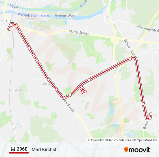 296E Bus Line Map