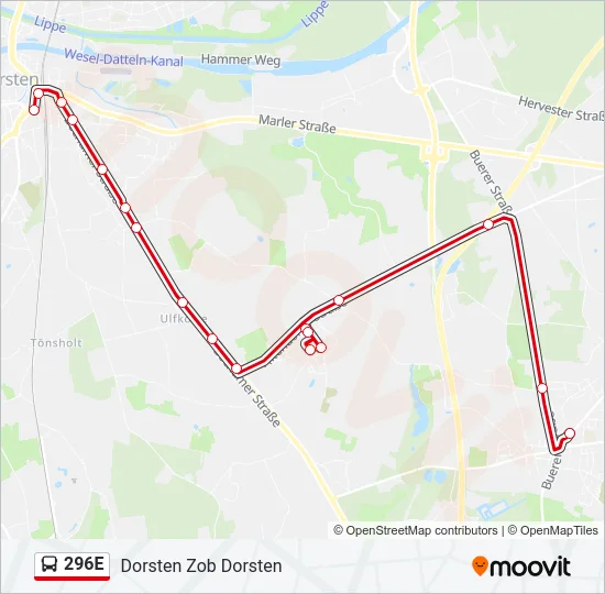 296E Bus Line Map