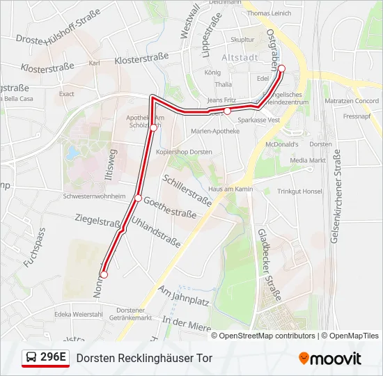 296E Bus Line Map