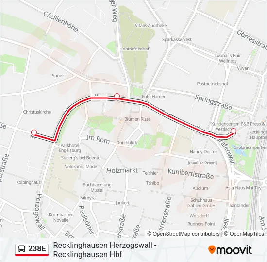 238E Bus Line Map