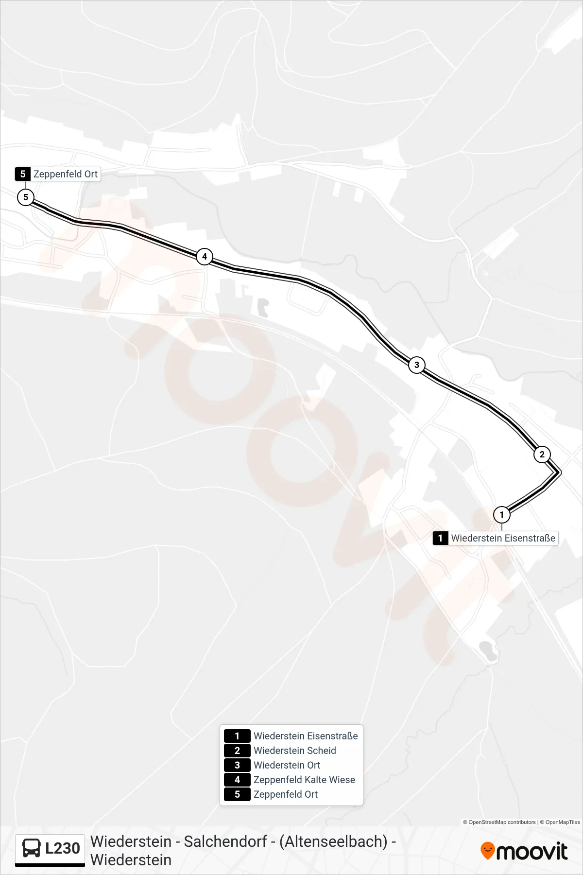 Linie L230 (Bus) Richtung Zeppenfeld Ort: Route und Haltestellen auf der Karte