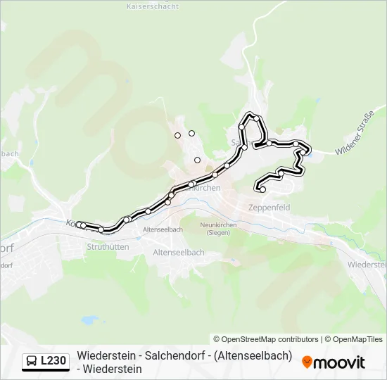 Автобус L230: карта маршрута