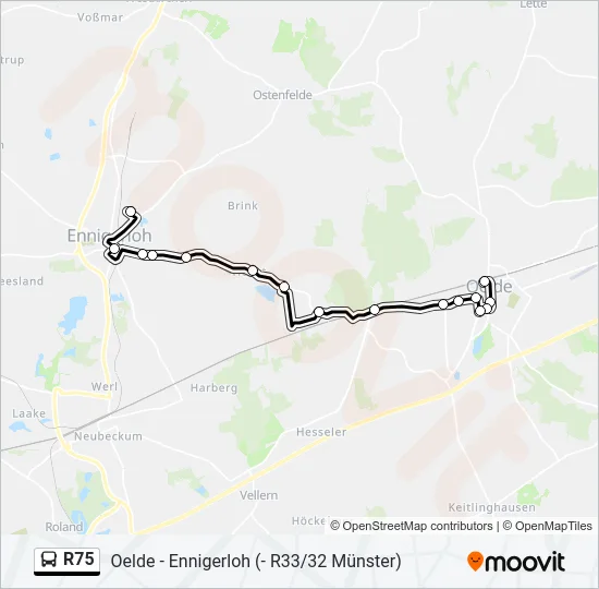 Buslinie R75 Karte