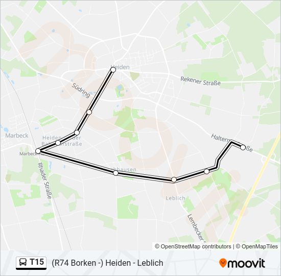 Автобус T15: карта маршрута