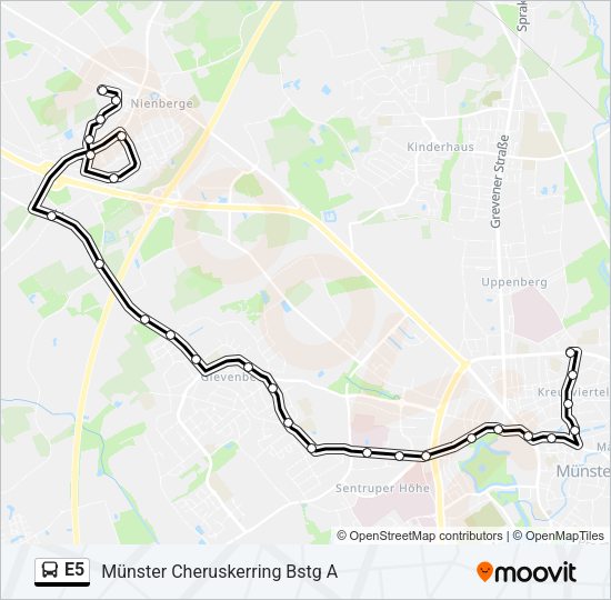 Автобус E5: карта маршрута