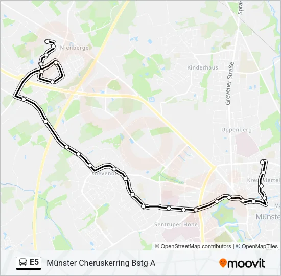 Автобус E5: карта маршрута