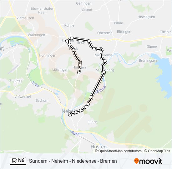 n6 Route: Schedules, Stops & Maps - Neheim, Busbahnhof A (Updated)