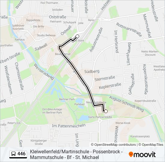 446 bus Line Map