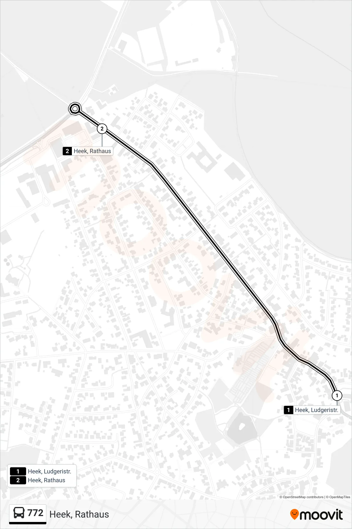 772 bus Line (Heek, Rathaus) route and stops on a map