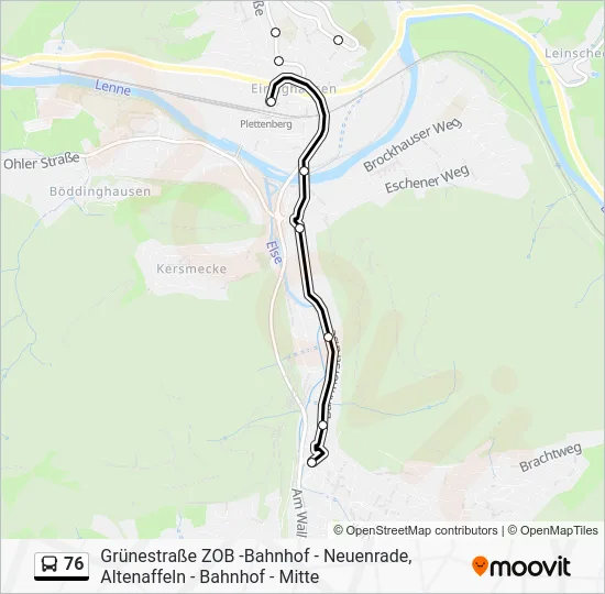 Автобус 76: карта маршрута