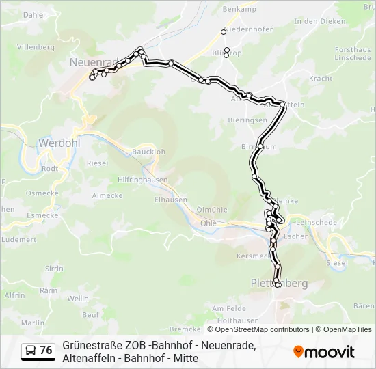Автобус 76: карта маршрута
