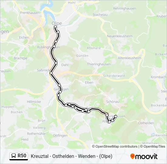 R50 Bus Line Map