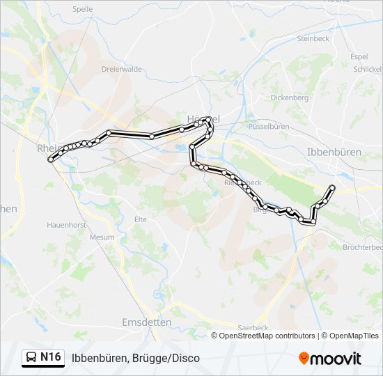 N16 bus Line Map