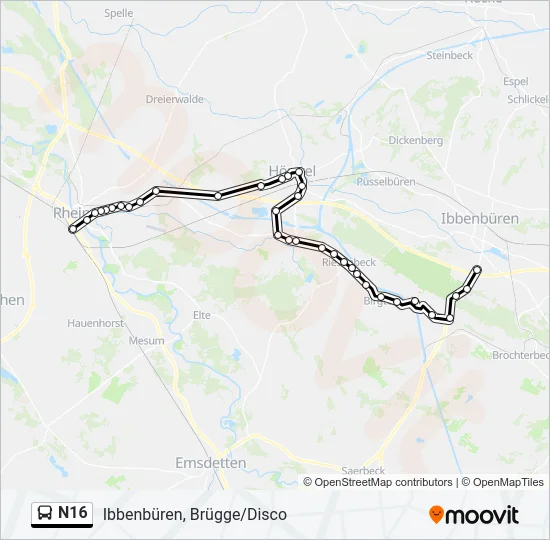 N16 Bus Line Map