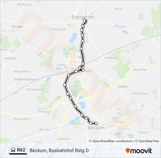 Buslinie R62 Karte