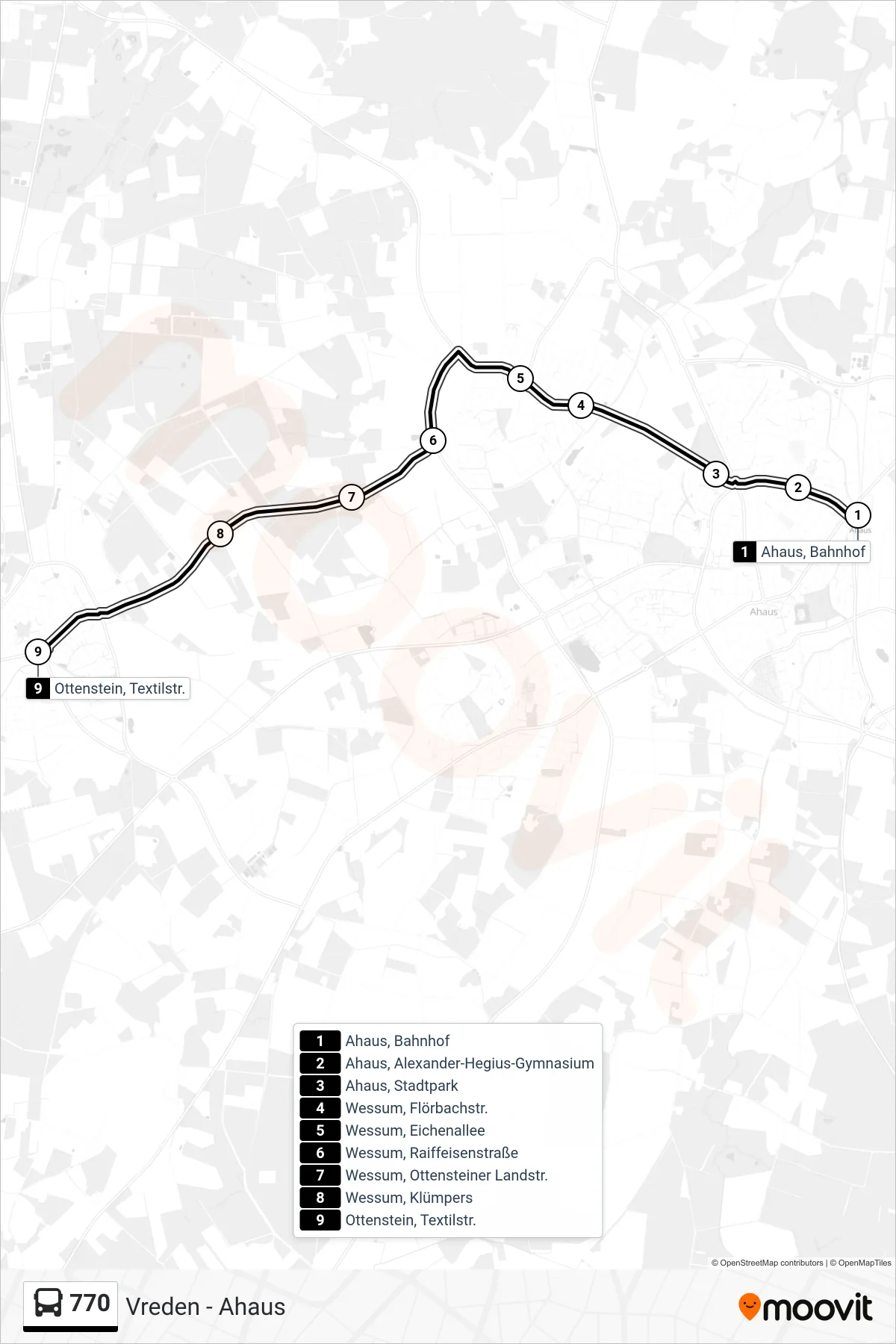 Linie 770 (Bus) Richtung Ottenstein, Textilstr.: Route und Haltestellen auf der Karte
