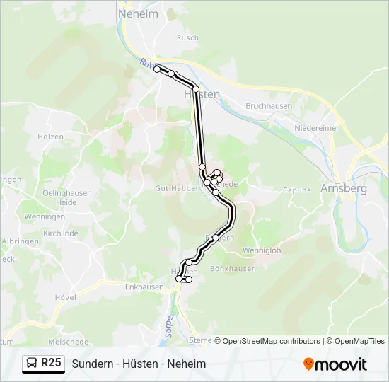 R25 Bus Line Map