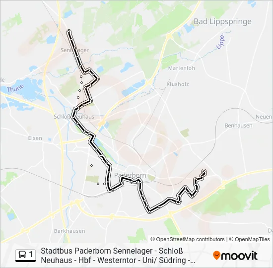 Автобус 1: карта маршрута