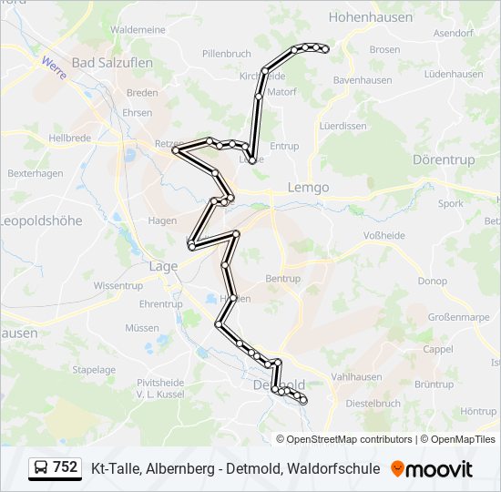 752 bus Line Map