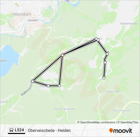 Автобус L524: карта маршрута