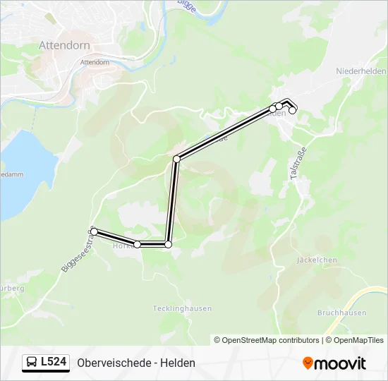 Автобус L524: карта маршрута