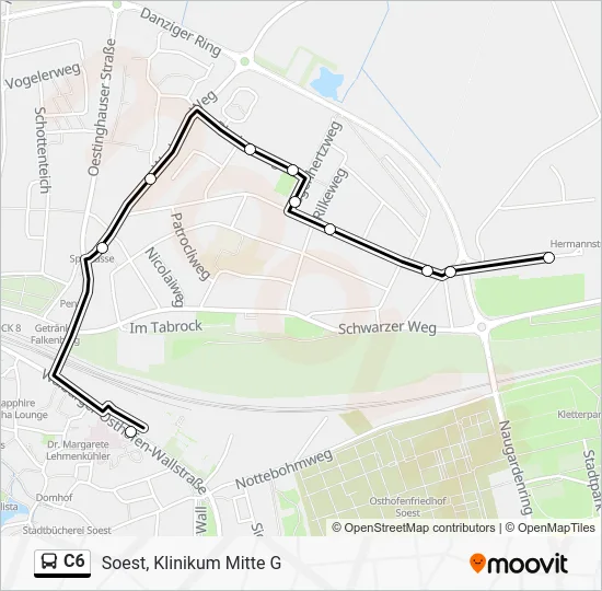 Автобус C6: карта маршрута