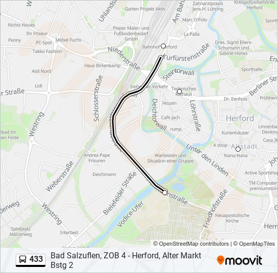 433 bus Line Map