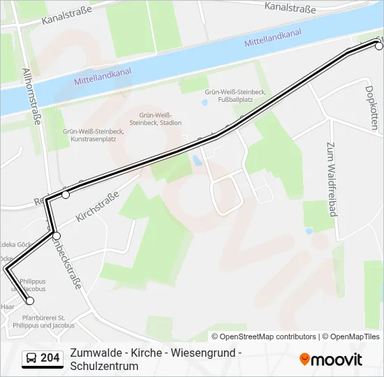 204 Bus Line Map