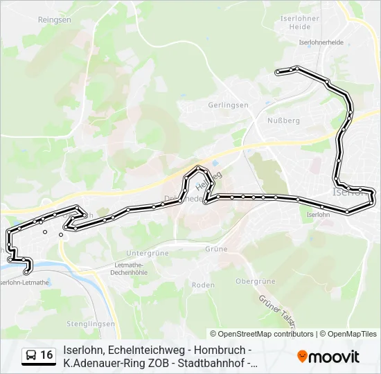 16 Bus Line Map
