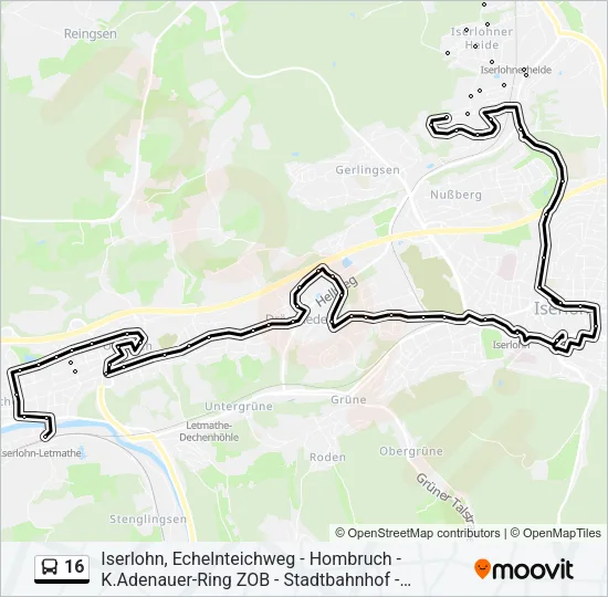 16 Bus Line Map