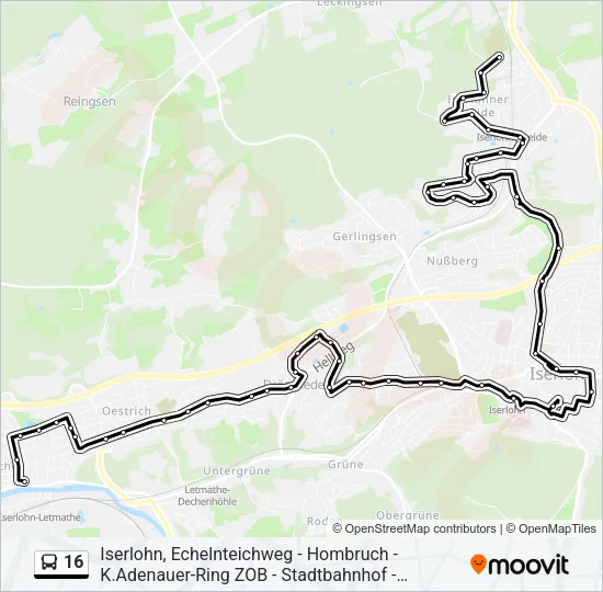 16 Bus Line Map