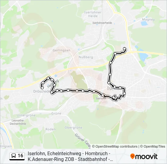 16 Bus Line Map