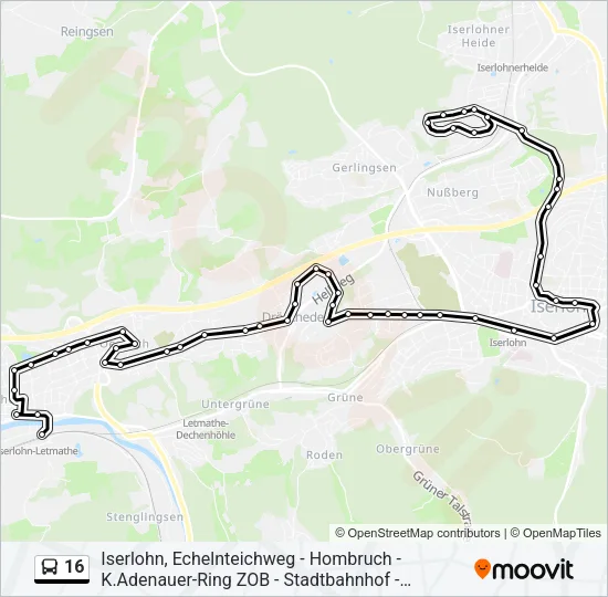 16 Bus Line Map