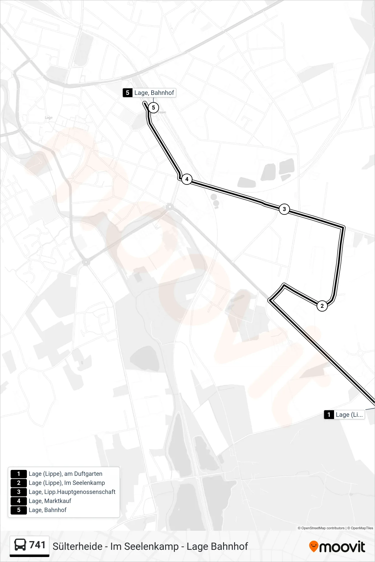 Linie 741 (Bus) Richtung Lage: Route und Haltestellen auf der Karte