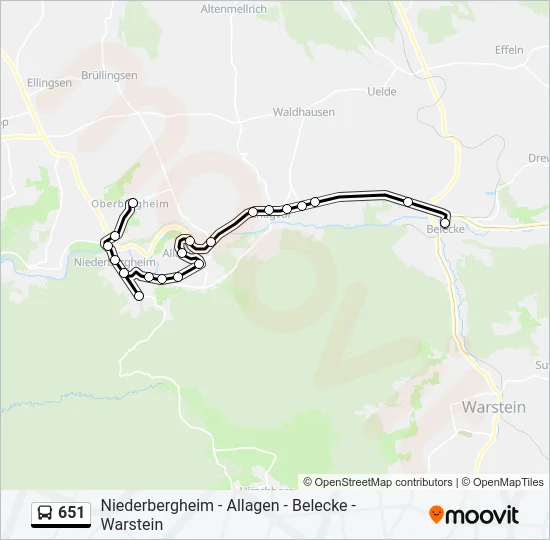 Buslinie 651 Karte