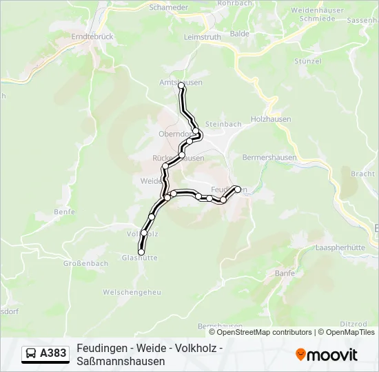 A383 Bus Line Map