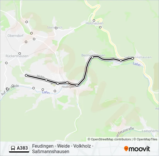 A383 Bus Line Map
