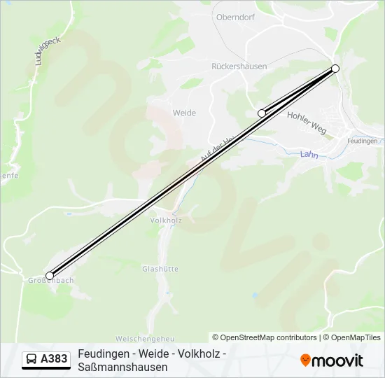 A383 Bus Line Map
