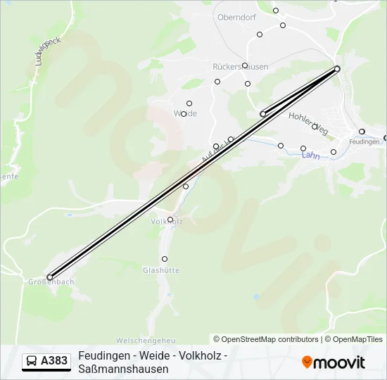 A383 Bus Line Map