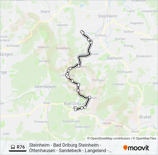 R76 Bus Line Map