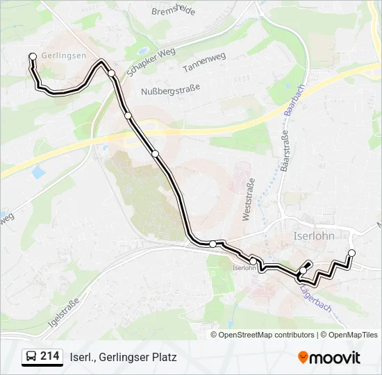 214 Bus Line Map
