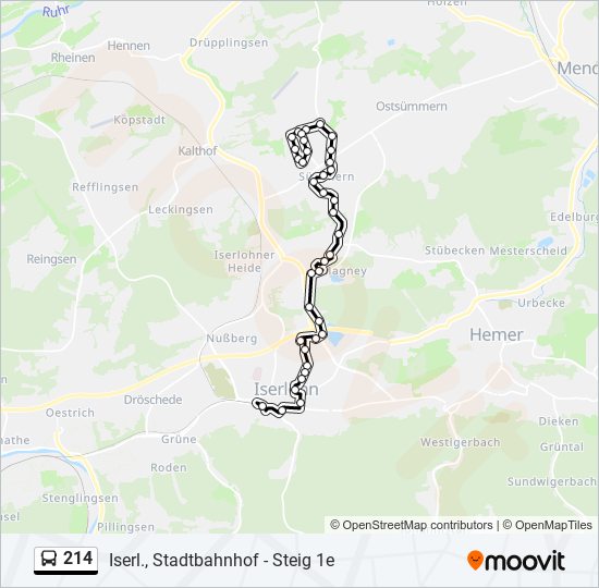 214 Route: Schedules, Stops & Maps - Iserl., Stadtbahnhof - Steig 1e ...