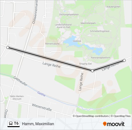 Автобус T6: карта маршрута