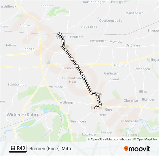R43 Bus Line Map