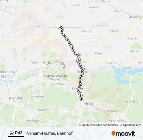R43 Bus Line Map